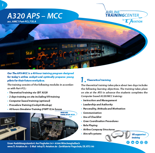 APS_MCC Flyer zu Airline Pilot Standart Multi Crew Cooperation